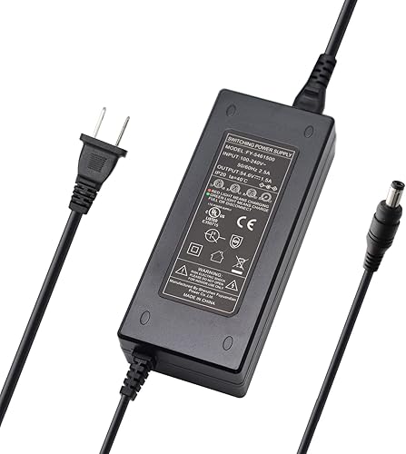 Adaptador de fuente de alimentación de cargador de 54.6V 1.5A para batería de iones de litio de 13S 48V, 0.217 x 0.083 in, enchufe redondo con punta
