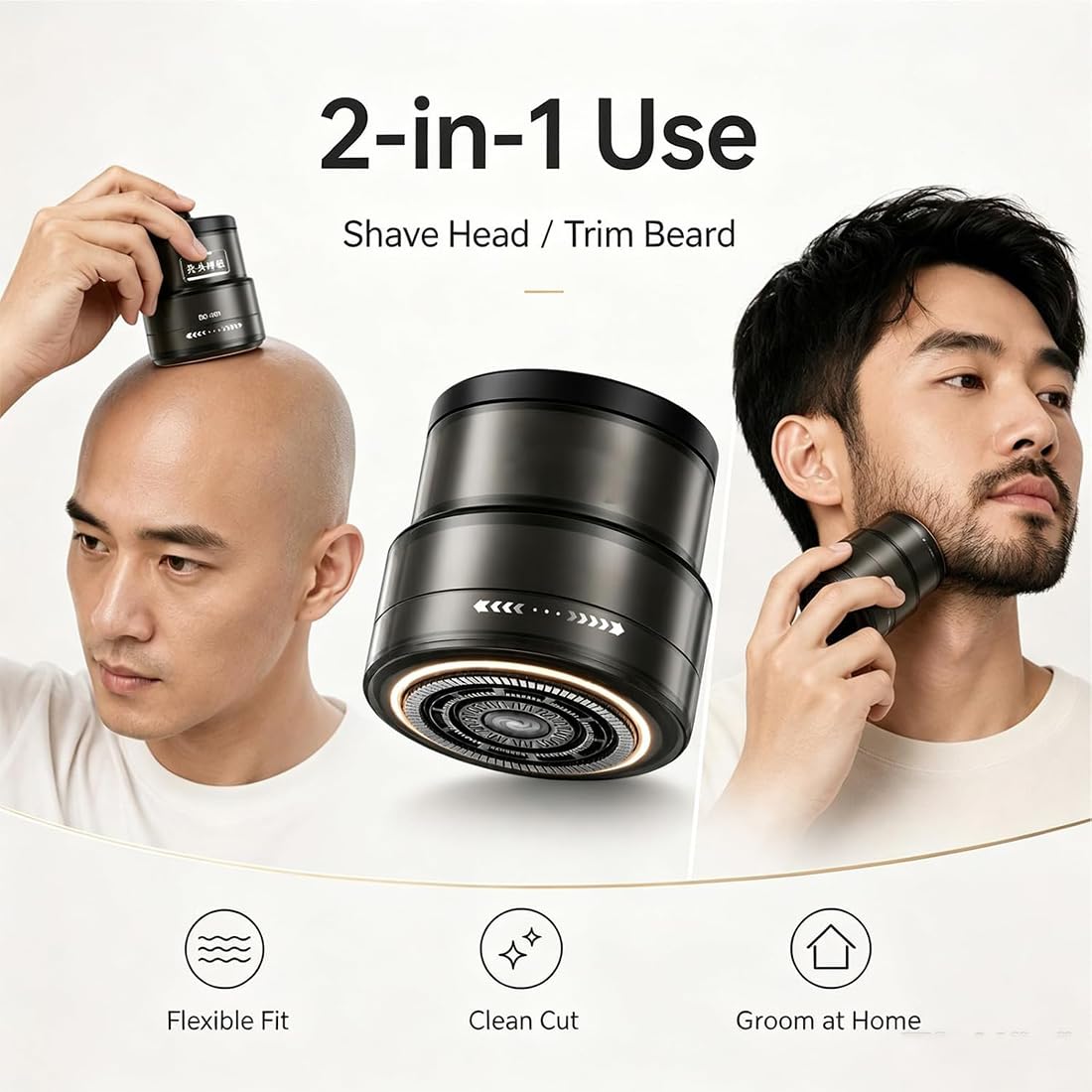 Afeitadora Eléctrica Inteligente Para Cabeza Calva Y Recortadora (1PC)