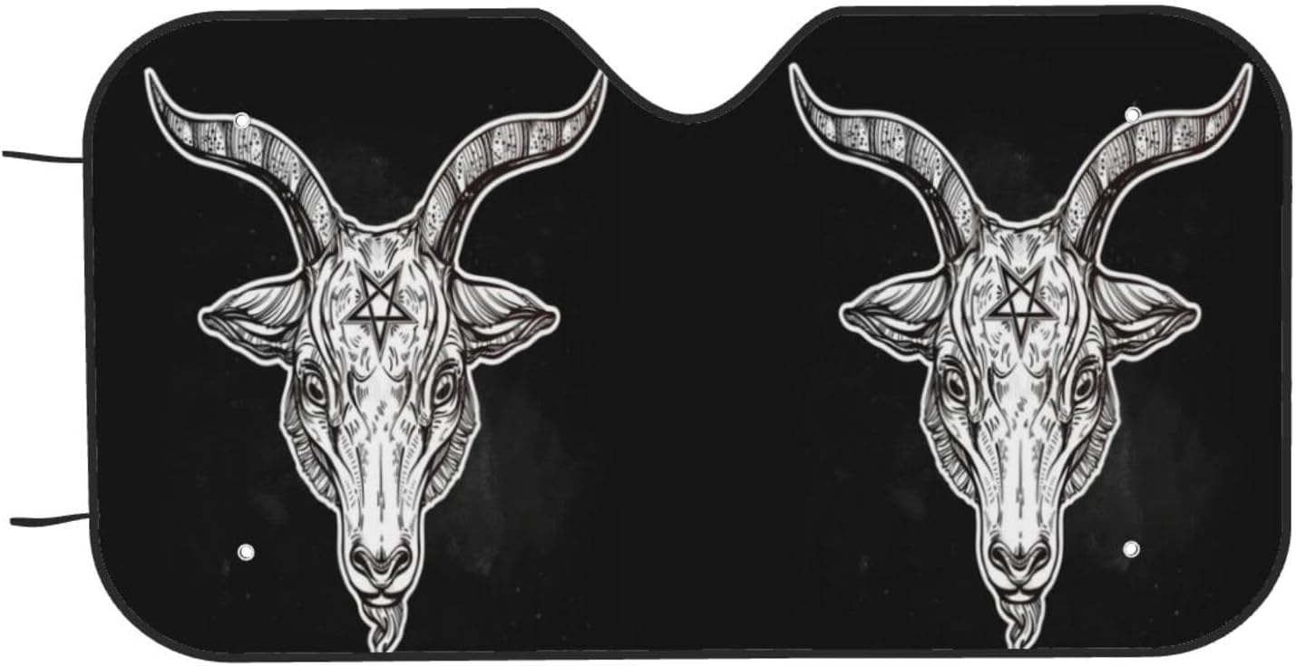 Baphomet Satan Goat Car Sunshade Cover Automobile Windshield Foldable Sun Visor Apply for Van Truck Trailer