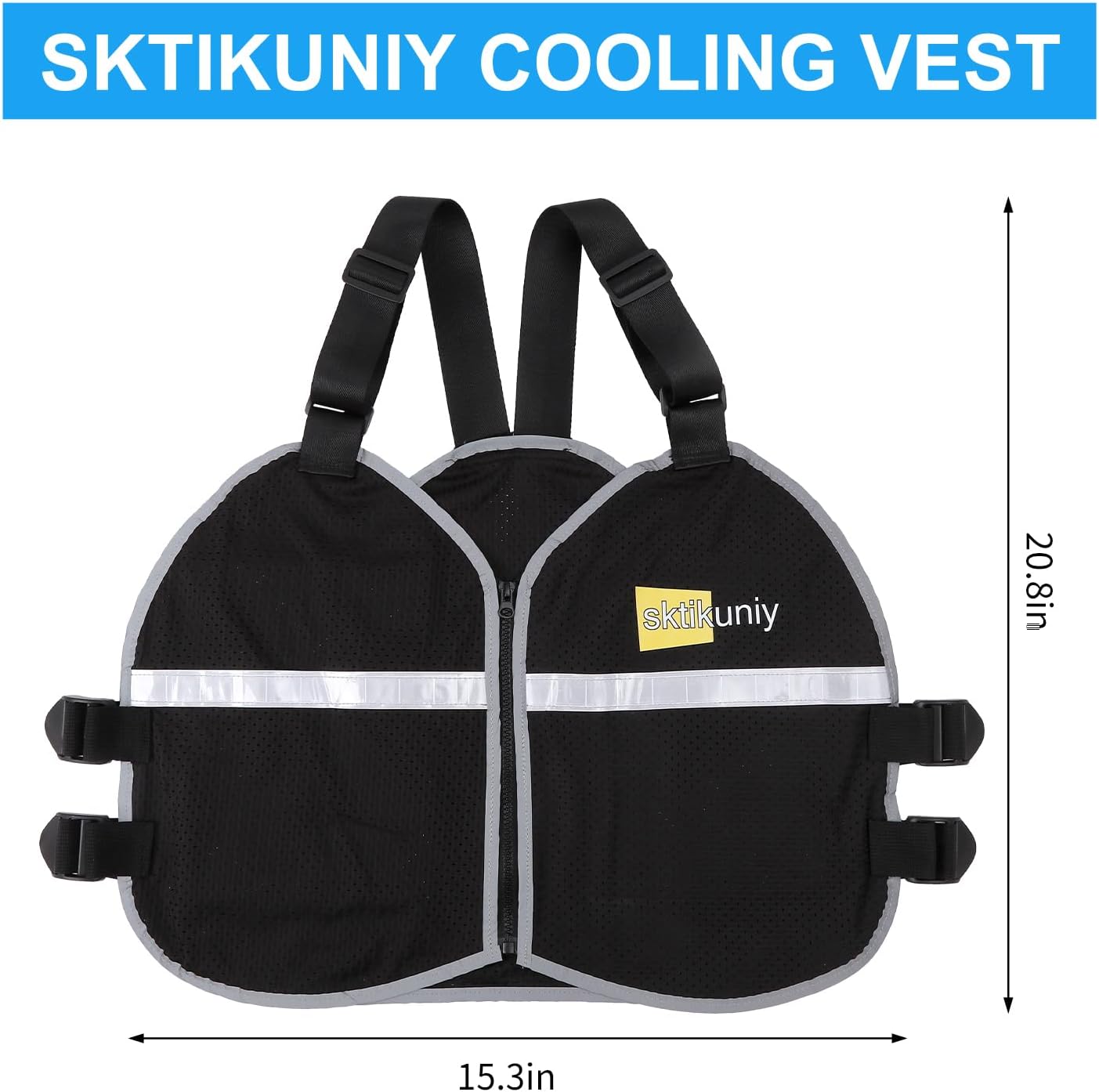Cooling Vest for Men & Women with 8 Reusable Ice Packs, Lightweight Adjustable Breathable Design with Reflective Strips for Hot Weather, Outdoor Work, Running, Gardening