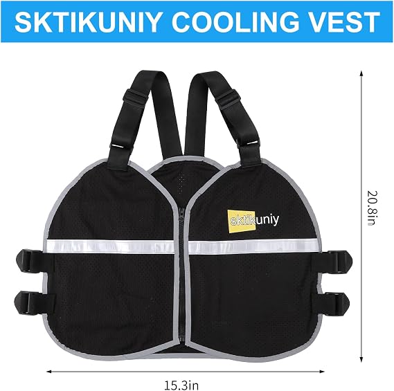 Cooling Vest for Men & Women with 8 Reusable Ice Packs, Lightweight Adjustable Breathable Design with Reflective Strips for Hot Weather, Outdoor Work, Running, Gardening