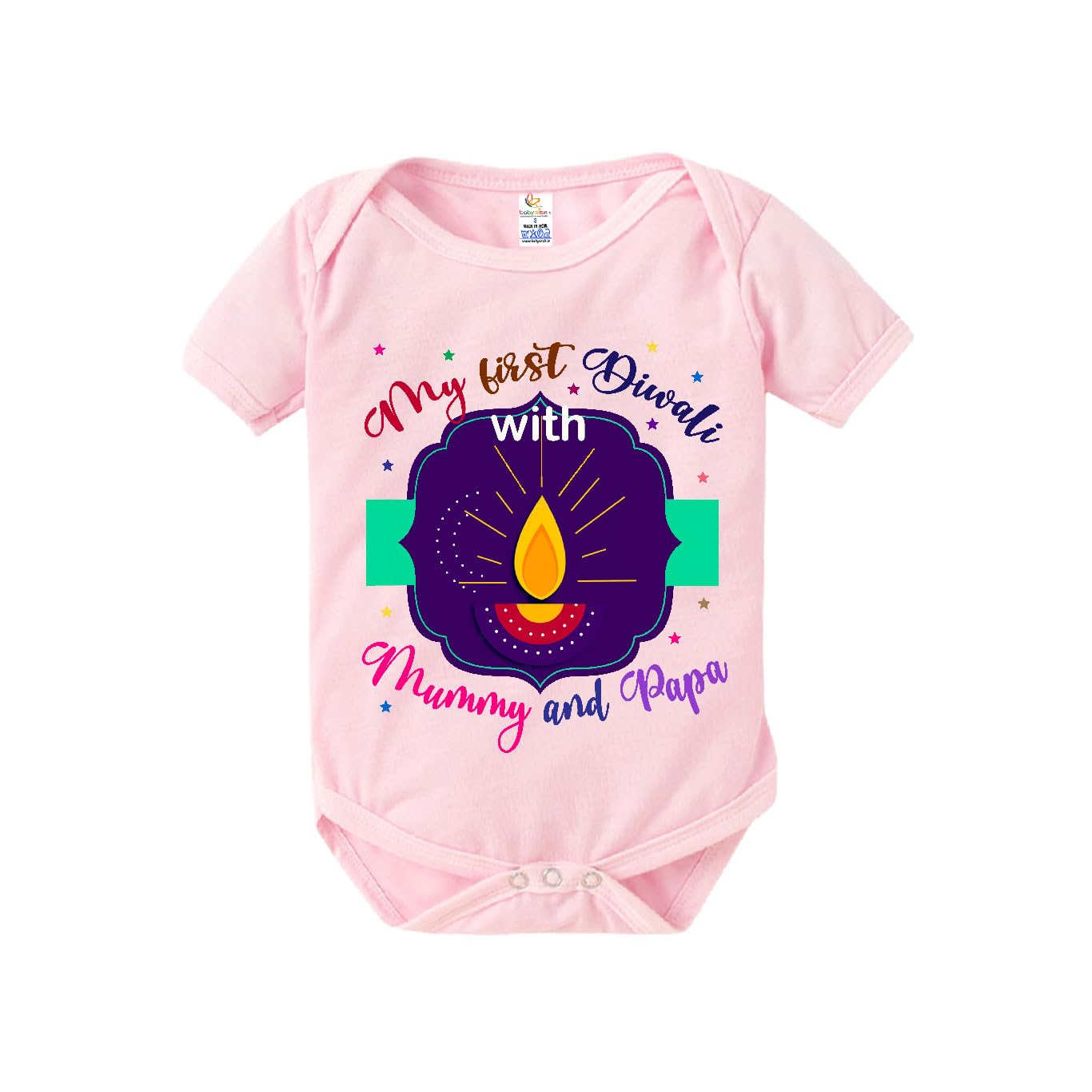 baby wish Baby Diwali Bodysuits Newborn Deepawali Romper Half Sleeve Unisex Romper My First Diwali with Mummy & Papa