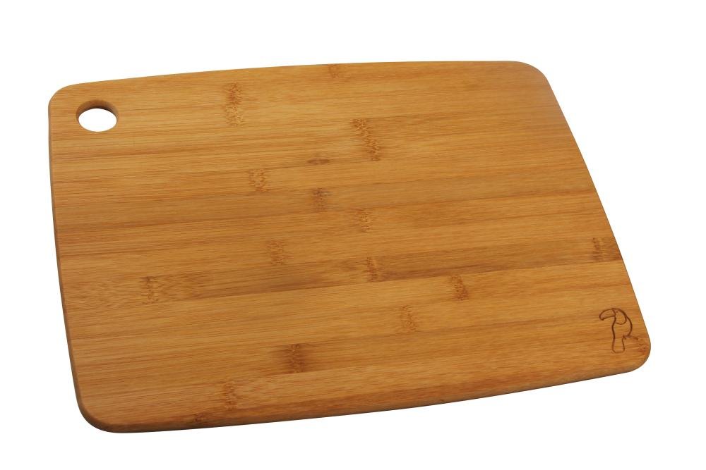 Fackelmann Tropical Chopping Board Bamboo Chopping Board with Toucan Engraving Breakfast or Bread Board Break-Proof and Cut-Resistant Wood Board (Colour: Brown) Quantity: 1 Piece