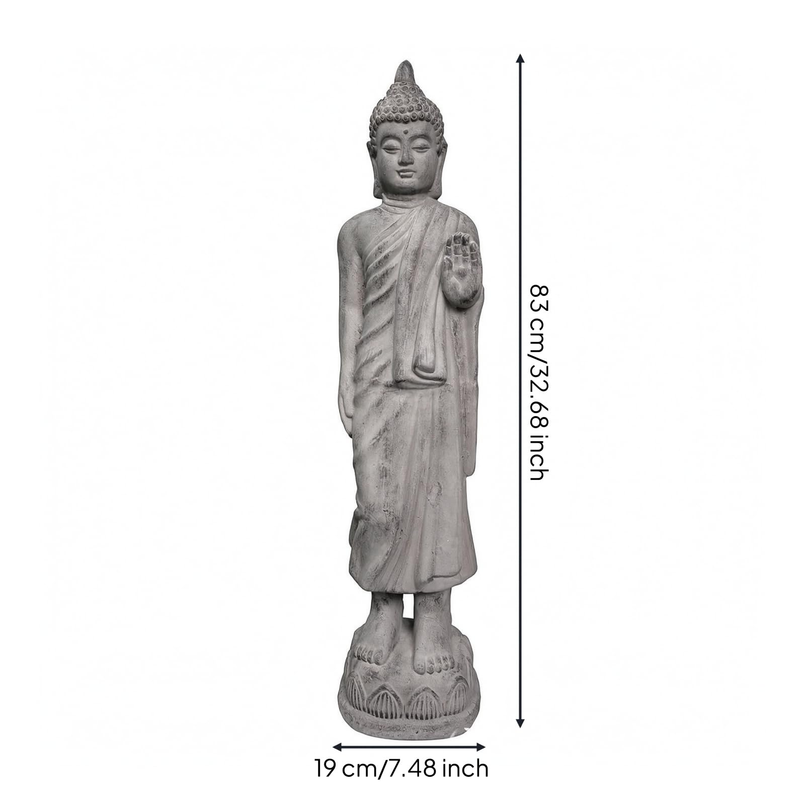 Qianly Estatua Buda Pie corativa Estatua Buda con Base Ornamental coración para Santuario, Gris