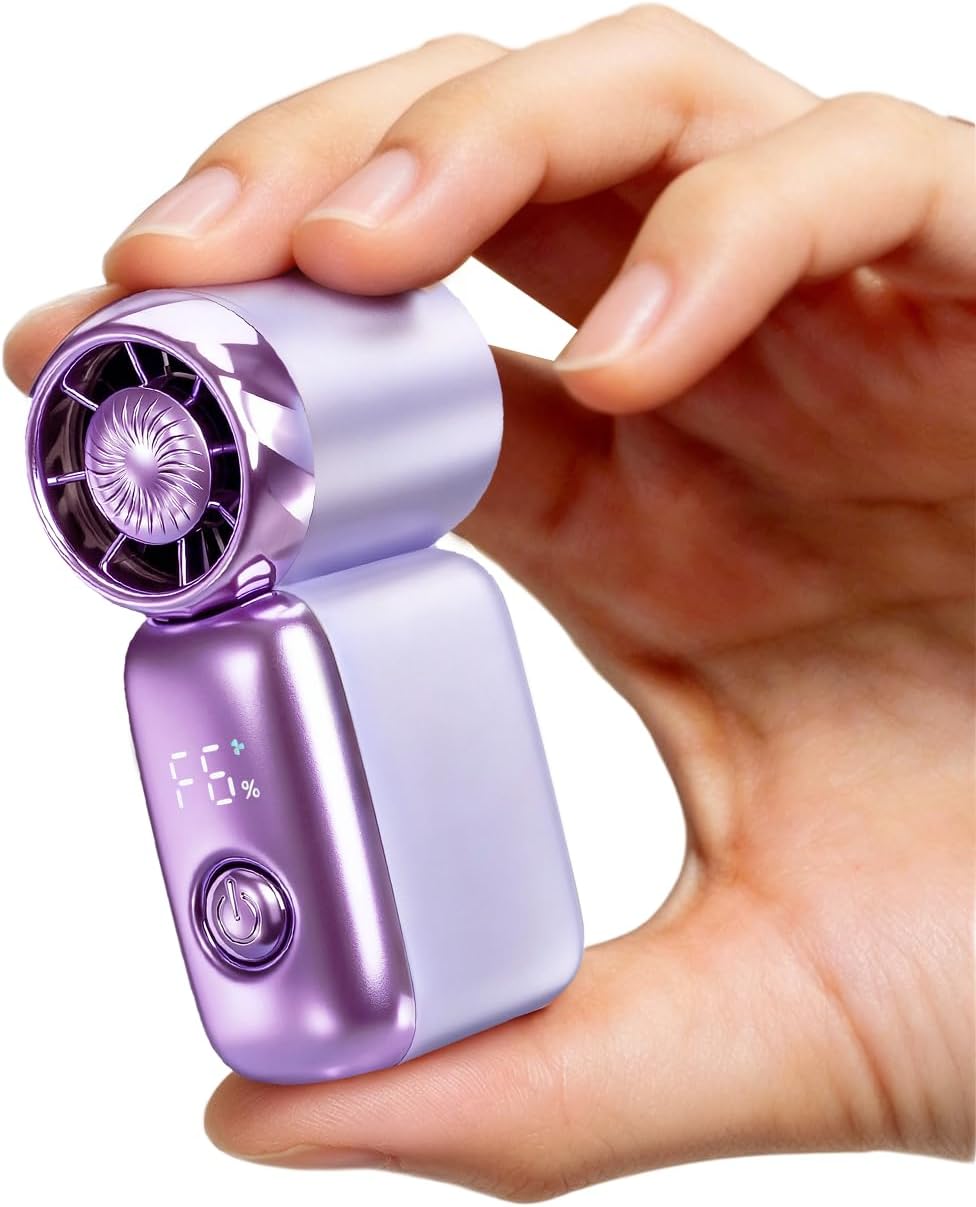 PADONISE Ultra Mini Fan Handheld, Personal Portable Fan USB Rechargeable, 6 Speed 20000 RPM Small Fan Gift for Travel Essentials, Makeup, Eye lash, Wedding, Beach, Women/Girl/Teen/Mom Day/Hot Flashes