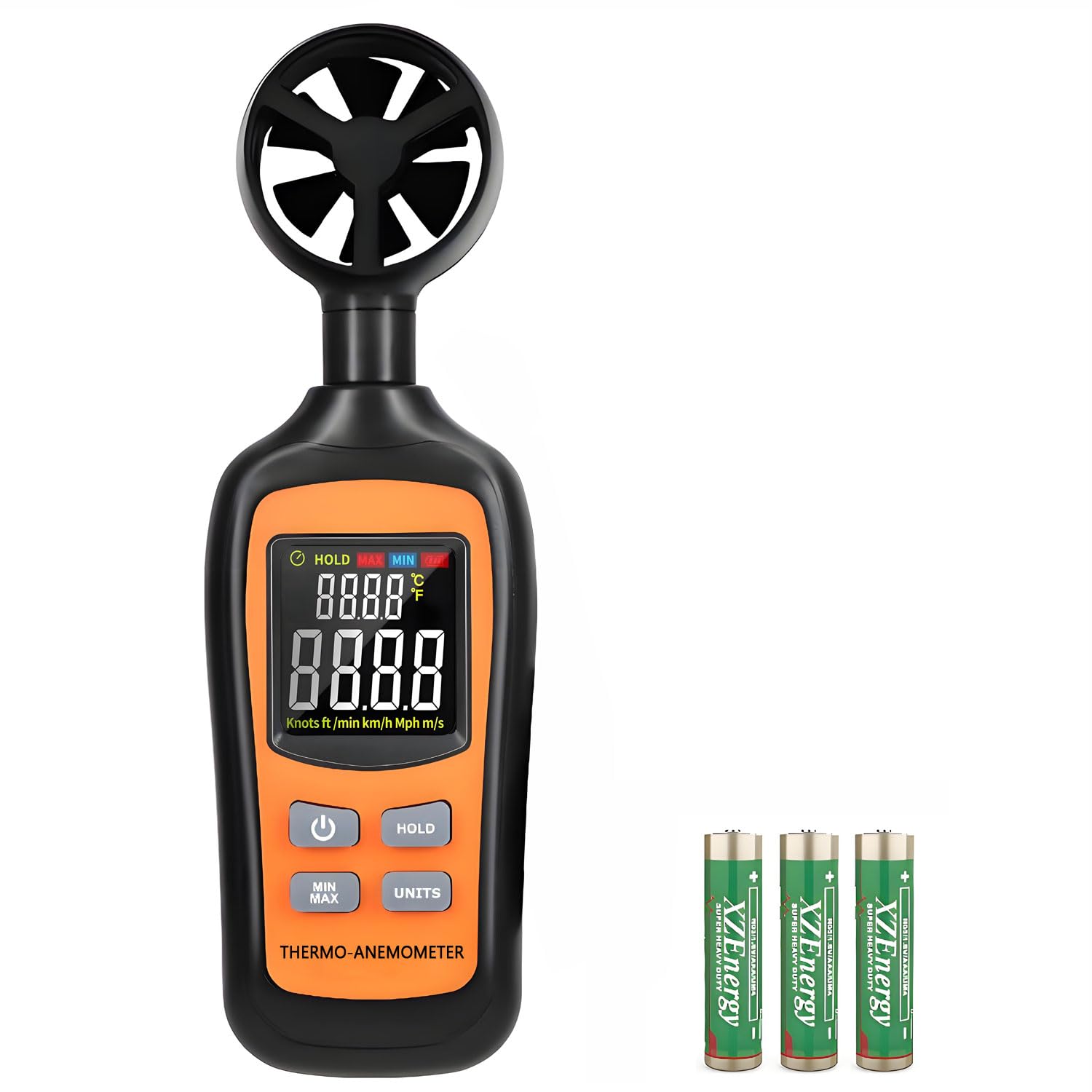 Digital Wind Speed Meter Anemometer,Handheld Air Flow Velocity Meter for Measuring Wind Speed/Temperature with 4 Digit Color Screen,for Shooting, HVAC