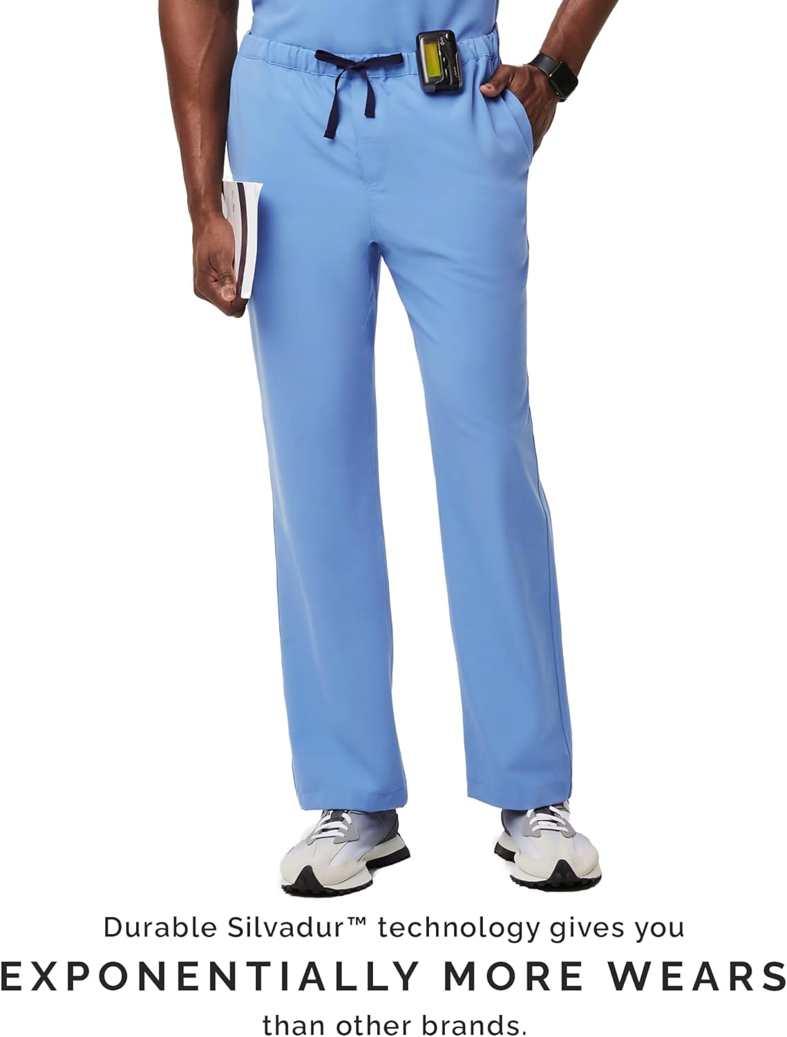 FIGS Pisco Basic Scrub Pants for Men — Structured Fit, Straight Leg, 4 Pockets, Anti-Wrinkle – Ceil Blue, XXL Short - Image 5