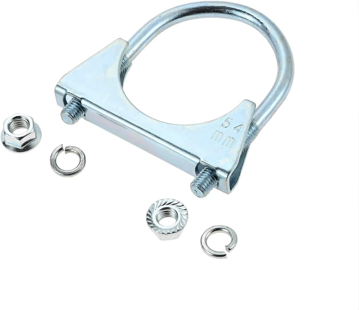 U-shaped Exhaust Pipe Clamp 2Pcs U Bolt Muffler Clamp 38-76MM Dia U-bolt Tip Exhaust Clip Replacement For RV UTV Tractor Motorcycle System(Inner diameter 63MM)