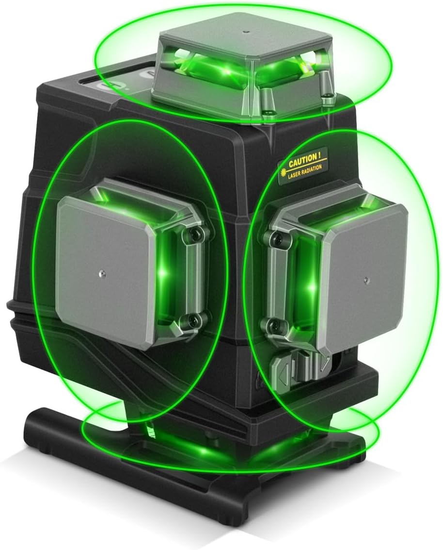 JEPPO Laser Level 360 Self Leveling,4D 4x360° Green 16 Cross Line Lazer Leveler Tool for construction and Tiling Floor,APP Remote Control,with 5000mAh Rechargeable Battery,Magnetic Rotating Stand