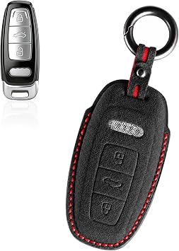for Audi Key Fob Cover with Keychain, Suede Key Case