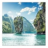 DekoGlas Glasbild 'James Bond-Insel' Echtglas Bild Küche, Wandbild Flur Bilder Wohnzimmer Wanddeko, einteilig 50x50 cm