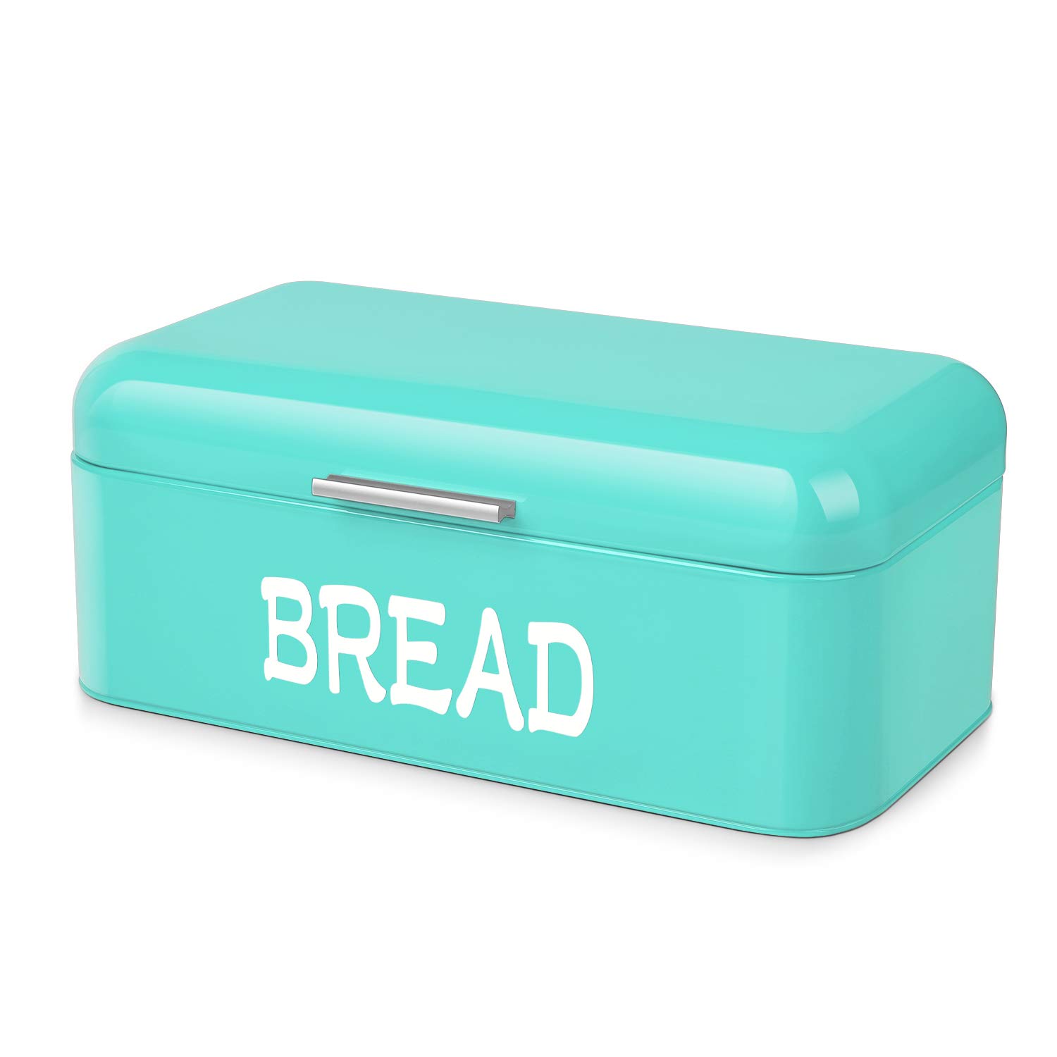 FlexzionVintage Metal Bread Box for Kitchen Counter, Bread Bin Storage Container Steel Countertop Space Saving, for Homemade Machine Bread Refrigerator Travel Camping Bakery Cafe, Turquoise