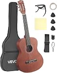 VEVOR Classical Guitar, 36 Inch, Wood Classical Guitar Starter Kit for Beginners, with Nylon Strings, Gig Bag, Strap, Tuner, Extra Strings, Picks, Capo, Sapele & Rosewood, for Kids Girls Boys, Natural