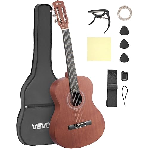 VEVOR Acoustic Guitar, Classical Guitar Starter Kit for Beginners, with Nylon Strings, Basswood Guitar, for Kids Adults Girls Boys Students