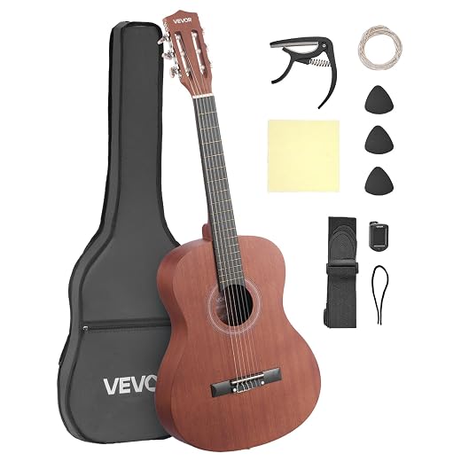 VEVOR Acoustic Guitar, Classical Guitar Starter Kit for Beginners, with Nylon Strings, Basswood Guitar, for Kids Adults Girls Boys Students