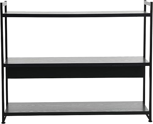 Miniatura 4 de Household Essentials Estantería para libros de 3 niveles de ancho, mediano, acabado de roble negro