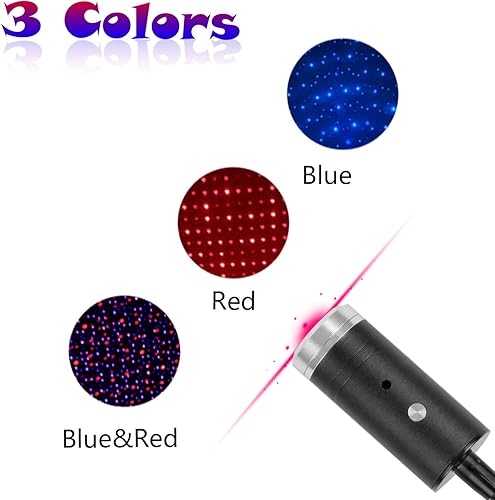 Miniatura 9 de Aevdor USB Star Light, 3 Colors - 9 Lighting Effects, 2Packs, Auto Roof Romantic Star Lights for Bedroom, Car, Party, Ceiling and More (Blue & Red