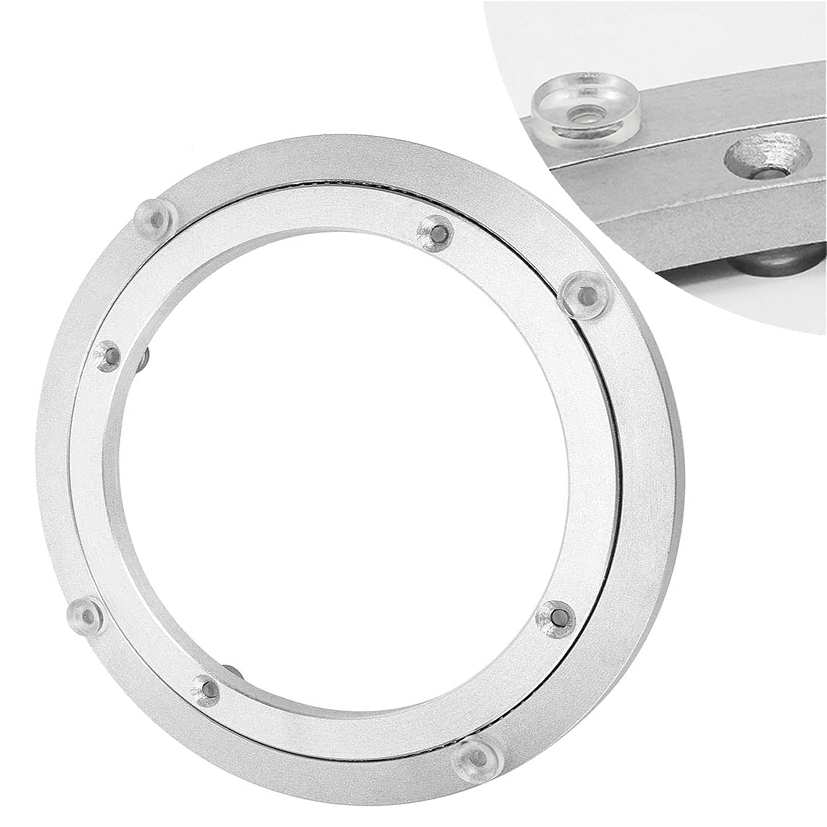 Plateau tournant Lazy Susan de 8, 10 et 12 Pouces, roulement Robuste en Alliage d'aluminium, Base de Plateau tournant Ronde (argentée 120 mm - 4,7 Pouces)