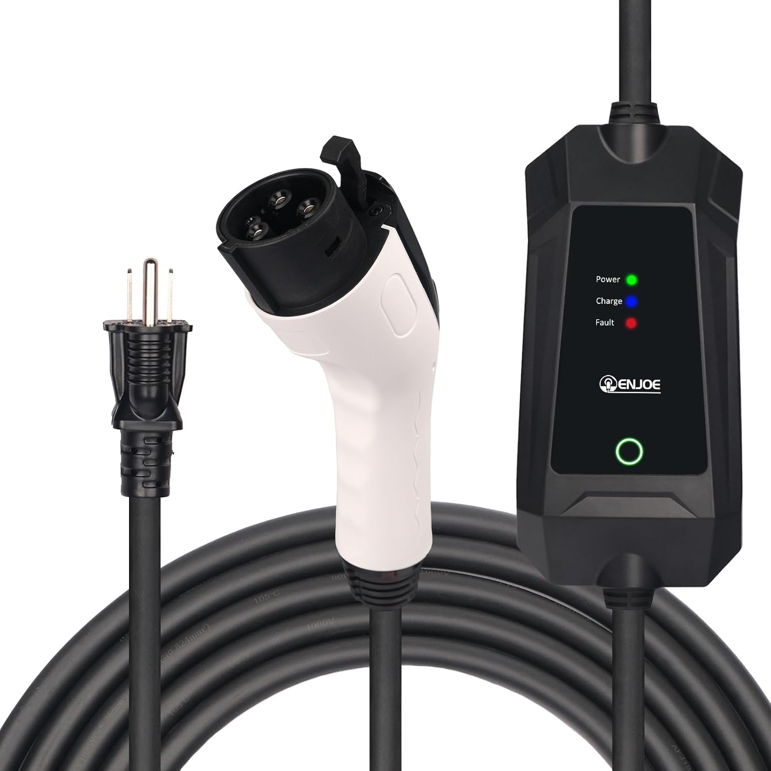 ENJOE Level 1 J1772 EV Charger - 120V, 12 Amp, 16 ft Cord - Portable Charger for Type 1 EVs with NEMA 5-15 Plug - Compatible with All J1772 Electric Vehicle Charging Stations