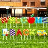 Yexiya 13 Pcs Welcome Back to School Yard Signs Lawn Decorations Back to School Classroom Waterproof Yard Decor Outdoor Welcome Back Decorations with Stakes for School Celebration(Bus)
