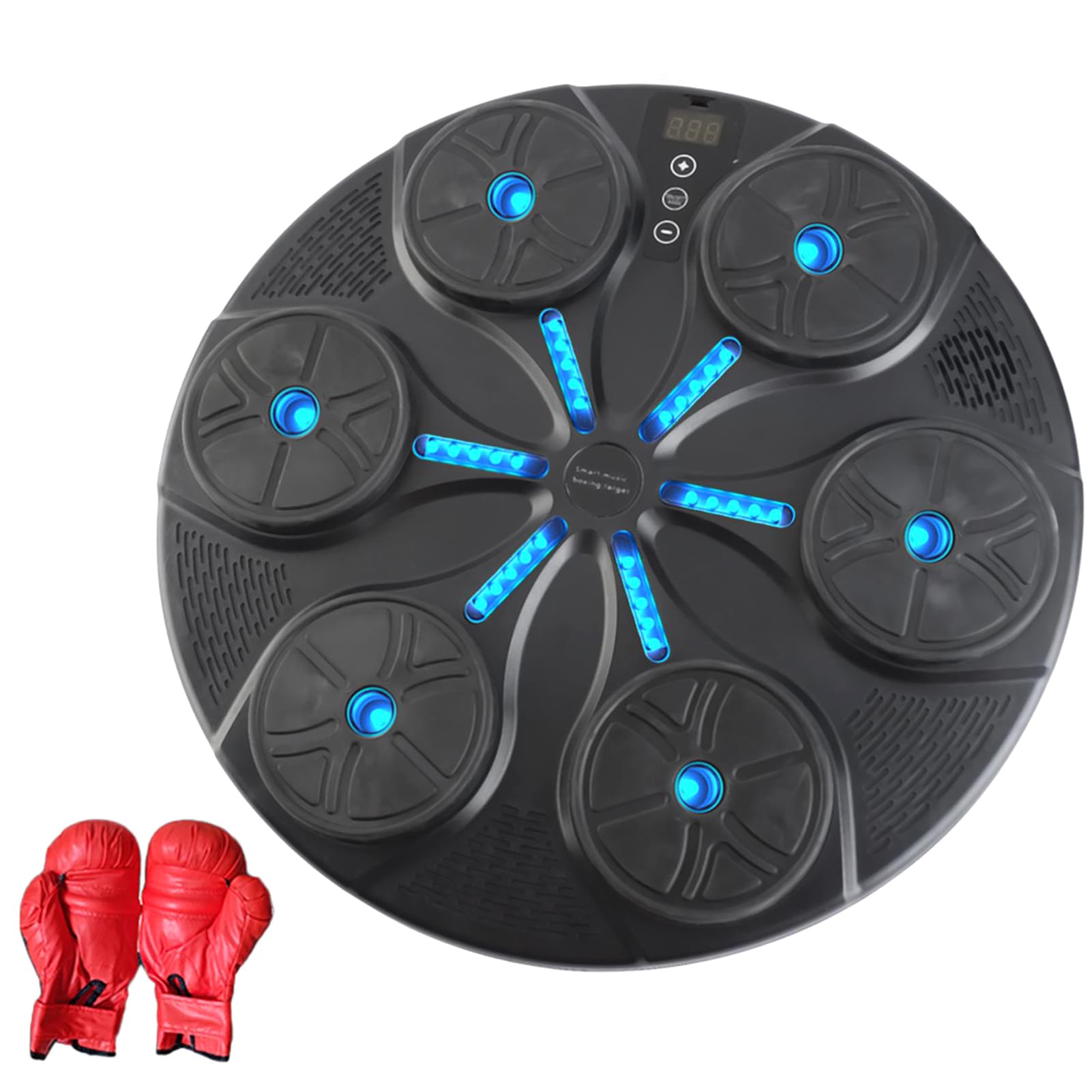 ZJchao Interactive Musical Punching Trainer with LED Lights, Wall Mounted Speed Bag Alternative for Kids and Adults, Adjustable Height & Reaction Training Fitness Equipment (Black)