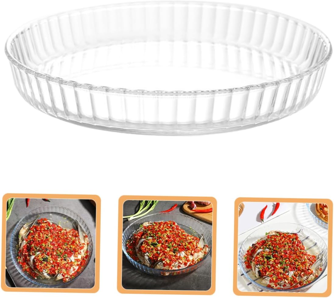 PRETYZOOM Glass Plate Heat-resistant Glass Baking Tray Reusable High Temp Oven Microwave Dishwasher Safe Bakeware Kitchen Supplies