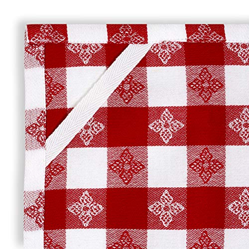 Cackleberry Home Red And White Tavern Check Woven Cotton Jacquard Kitchen Towels 18 X 28 Inches, Set Of 3 #TOP3