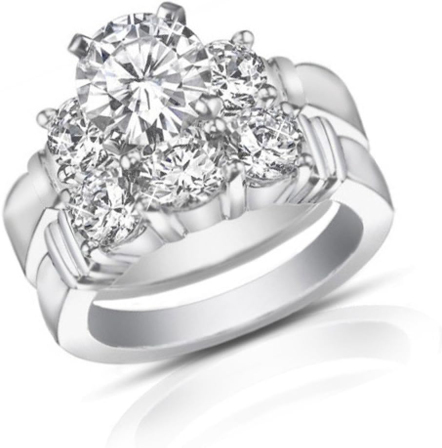 2.00 ct Women's Round Cut Diamond Engagement Ring with Wedding Band Set in 18 kt White Gold