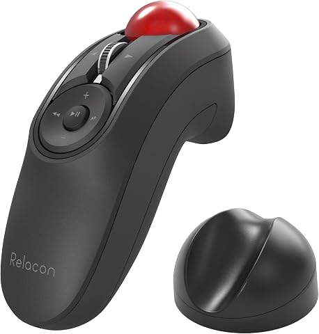Elecom Ratón Trackball de Mano, Control ergonómico del Pulgar Bluetooth, ambidiestra, Sensor óptico de 10 Botones, Compatible con PC, portátil, Windows, Mac, iPad, Android, Relacon (M-RT1BRXBK)