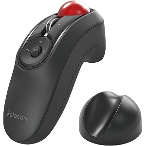 ELECOM Relacon Handheld Trackball Pointer, Ergonomic Thumb Mouse for Right or Left Hand, Bluetooth, 10 Buttons for TV, Presentation, Game, PC & MAC