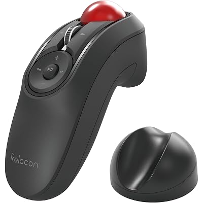 ELECOM Relacon Handheld Trackball Pointer, Ergonomic Thumb Mouse for Right or Left Hand, Bluetooth, 10 Buttons for TV, Presentation, Game, PC & MAC