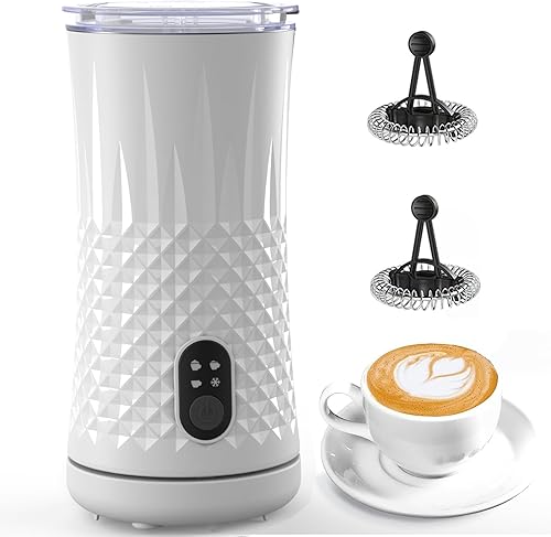 Espumador de leche eléctrico, FLEVO 4 en 1 espumador automático de leche, espumador de leche caliente y fría de 8.1 fl oz, con control de