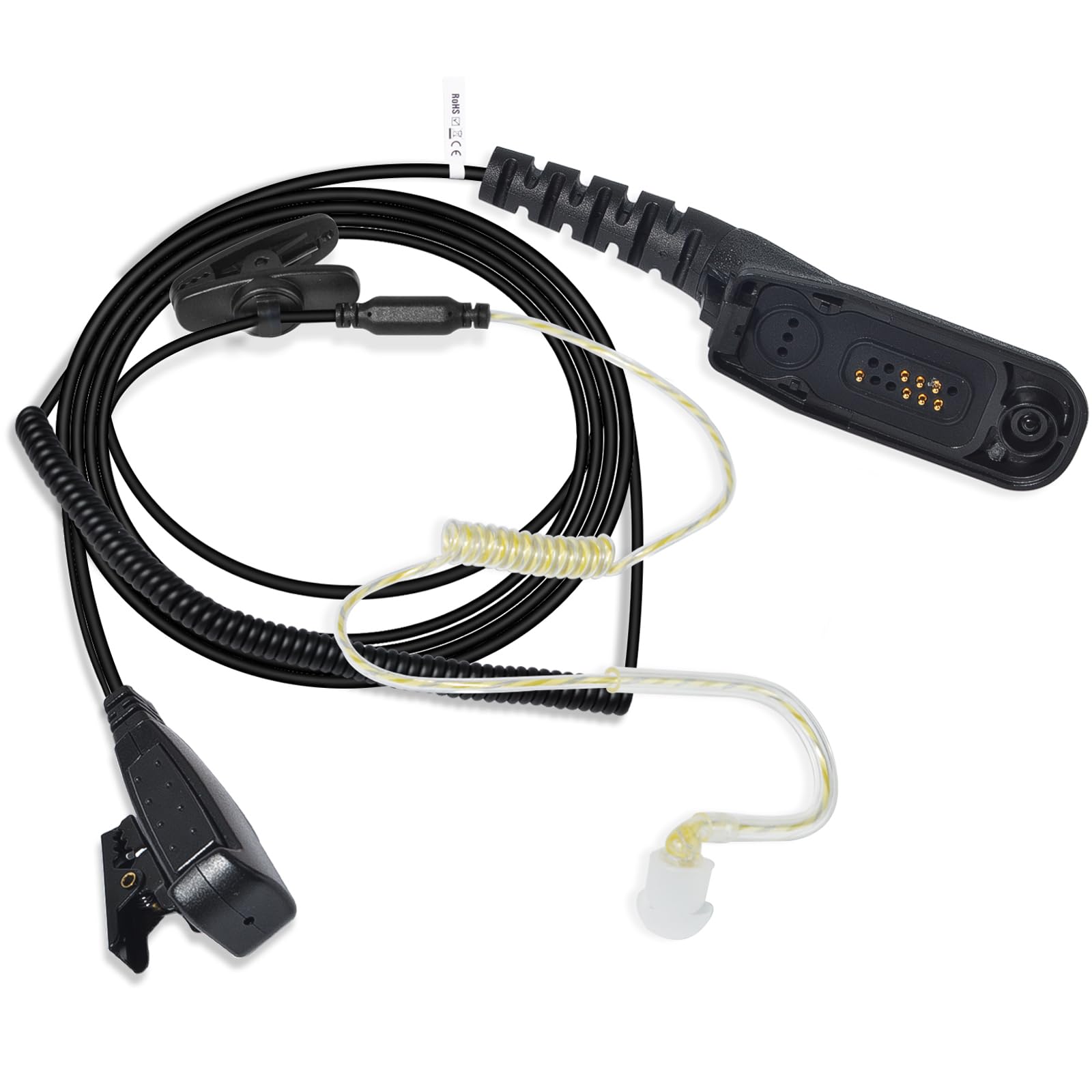 HYS APX 6000 APX 7000 APX 8000 in-Ear Balanced Armature Dynamic Single Ear Earpiece with PTT&Mic, 1 Wire Police Tactical Earpiece for Motorola APX4000 XPR 7550e Handheld Portable Two Way Radio