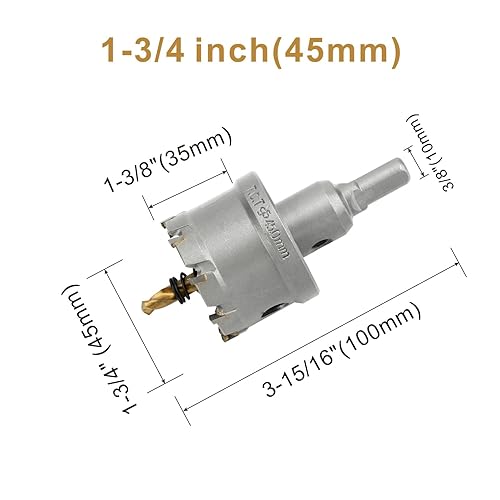 Miniatura 12 de Kit de sierra perforadora TCT de 1-1/2 pulgadas (1.496 in), broca de sierra de carburo de tungsteno con broca piloto chapada en titanio para metal