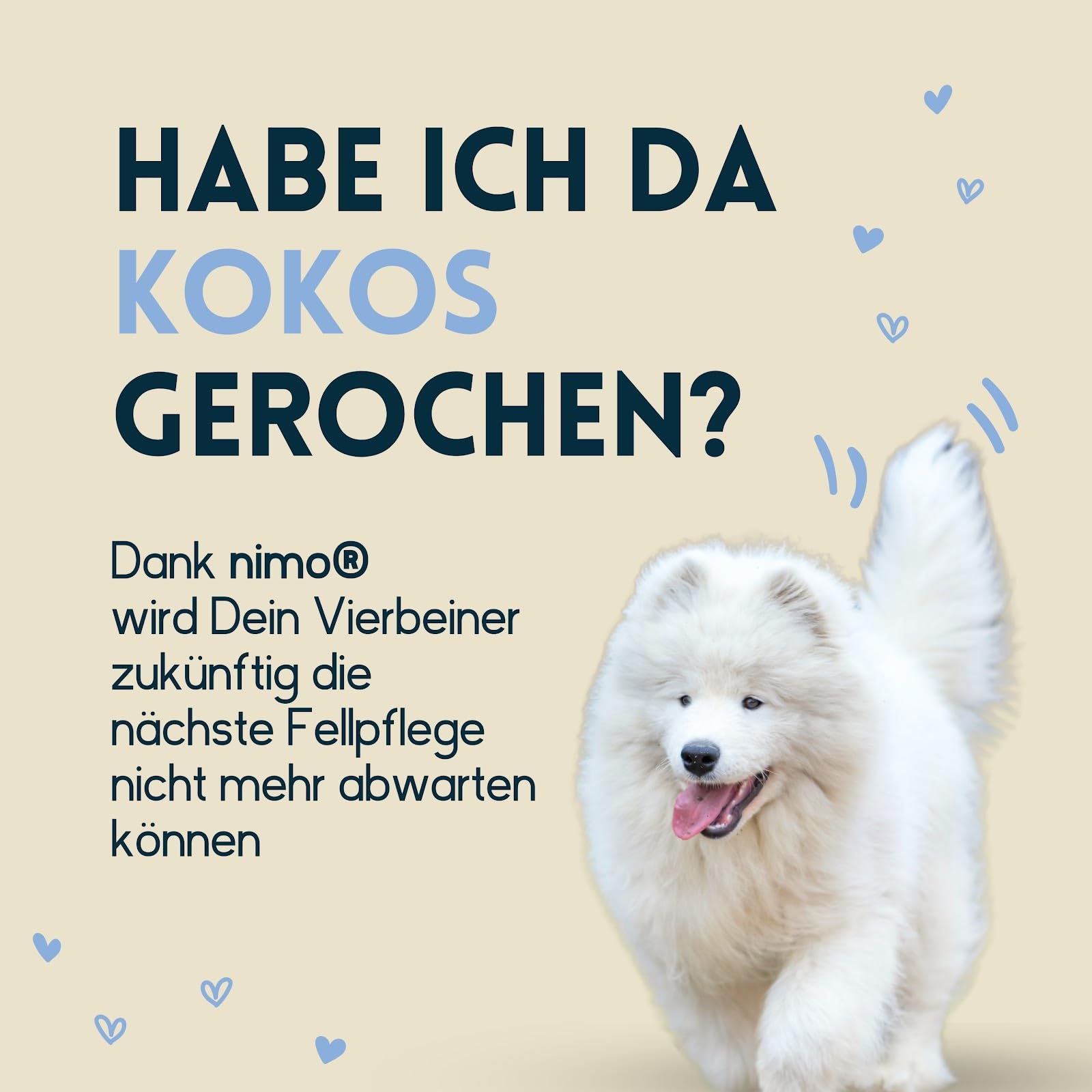 nimo Fell Pflegespray Kokos | für Hunde, Katzen & Haustiere | Pflegespray für glänzendes & gepflegtes Fell | leichtere Kämmbarkeit, Fellpflege, Entwirrung