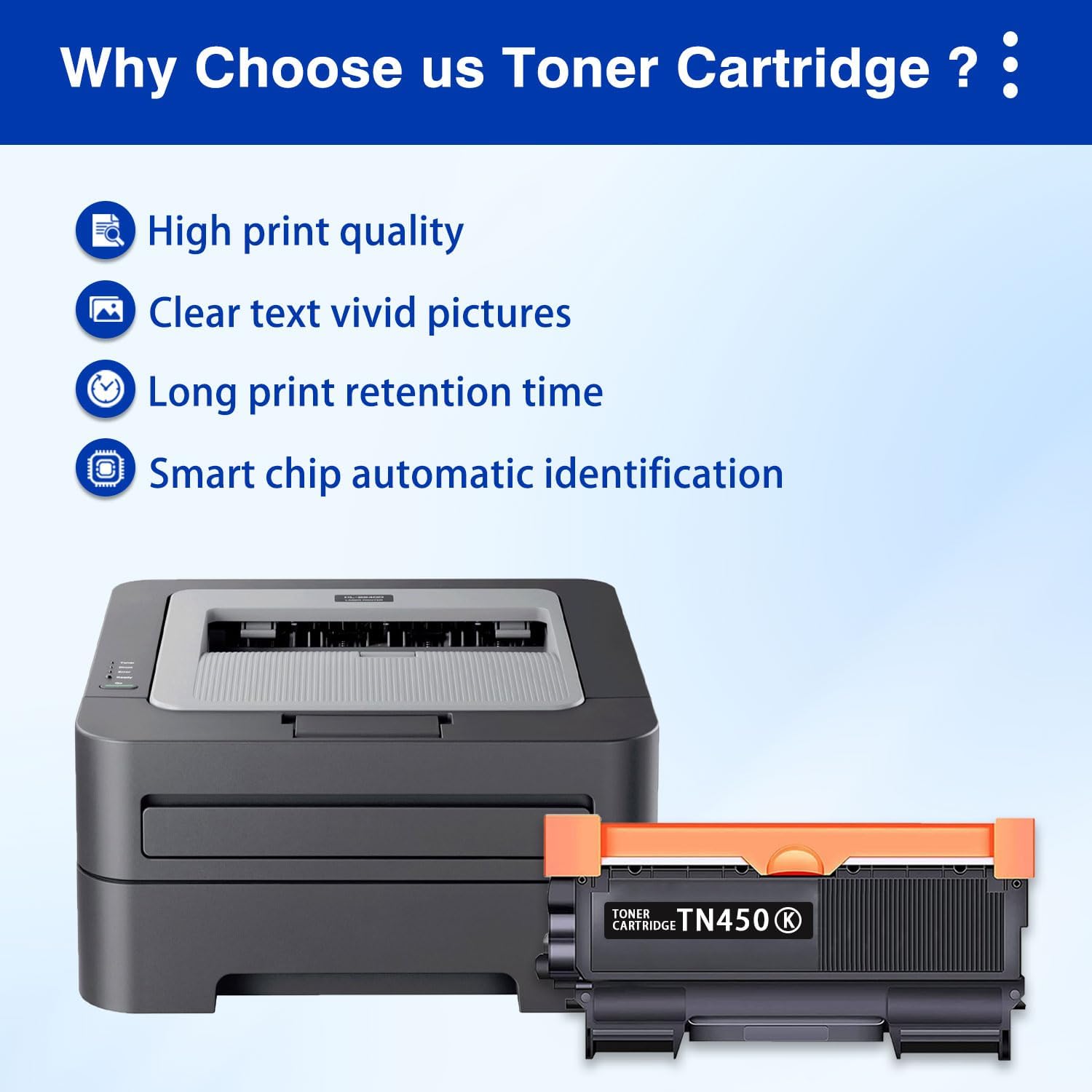 TN450 Black 2-Pack High Yield Toner Cartridge Compatible Brother TN-450 TN 450 Replacement for HL-2240 HL-2270DW HL-2280DW MFC-7360N MFC-7460DN MFC-7860DW IntelliFax 2840 2940 Printer