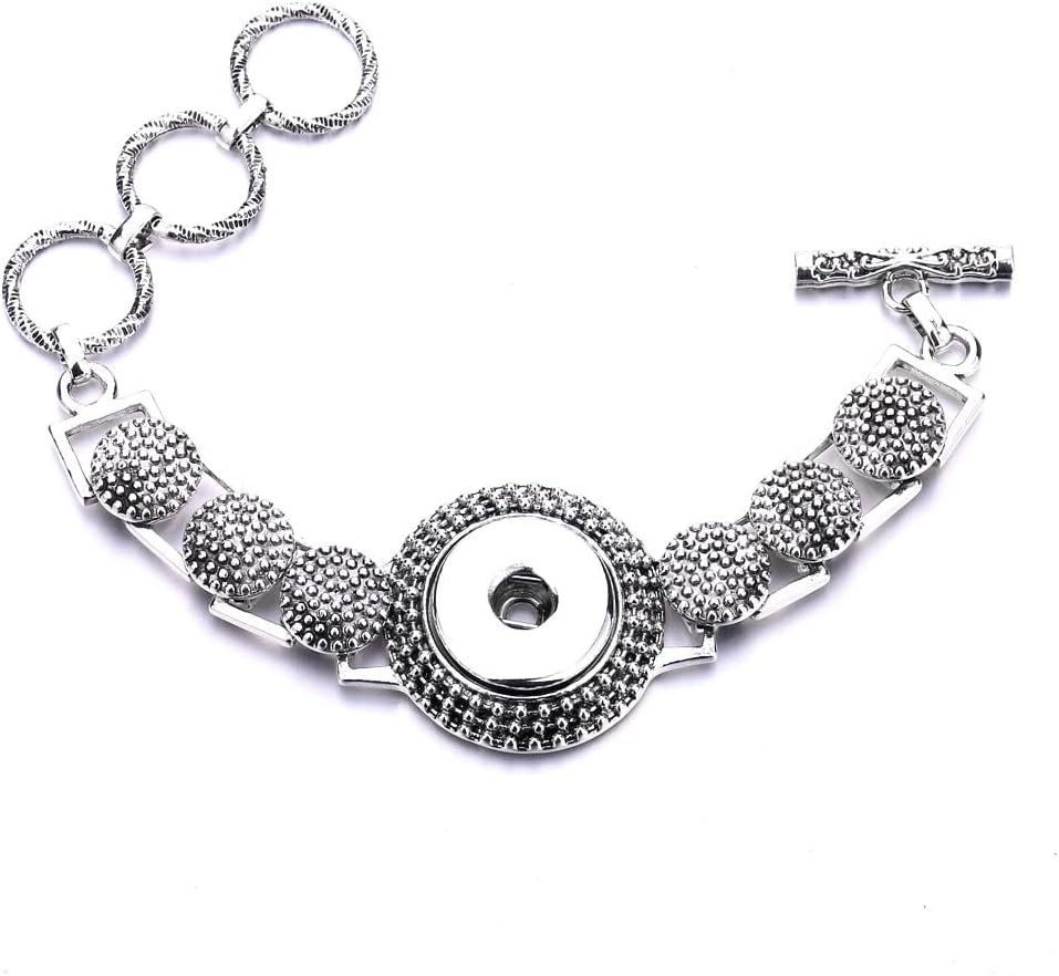 Snap Charms Bracelets Metal Snap Button Cuff Bracelet fit 18MM 20MM Snap Buttons DIY Snap Jewelry Pack of 6pcs