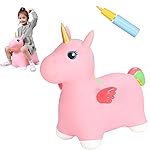 INPANY Unicorn Bouncy Horse Toys for 2 Year Old Girl, Toddler Girl Bouncing Animal Hopper Horse, Inflatable Hopping, Ride on Rubber Bouncer, Indoor Outdoor Baby Birthday Gifts for 3 4 Year Old Boys