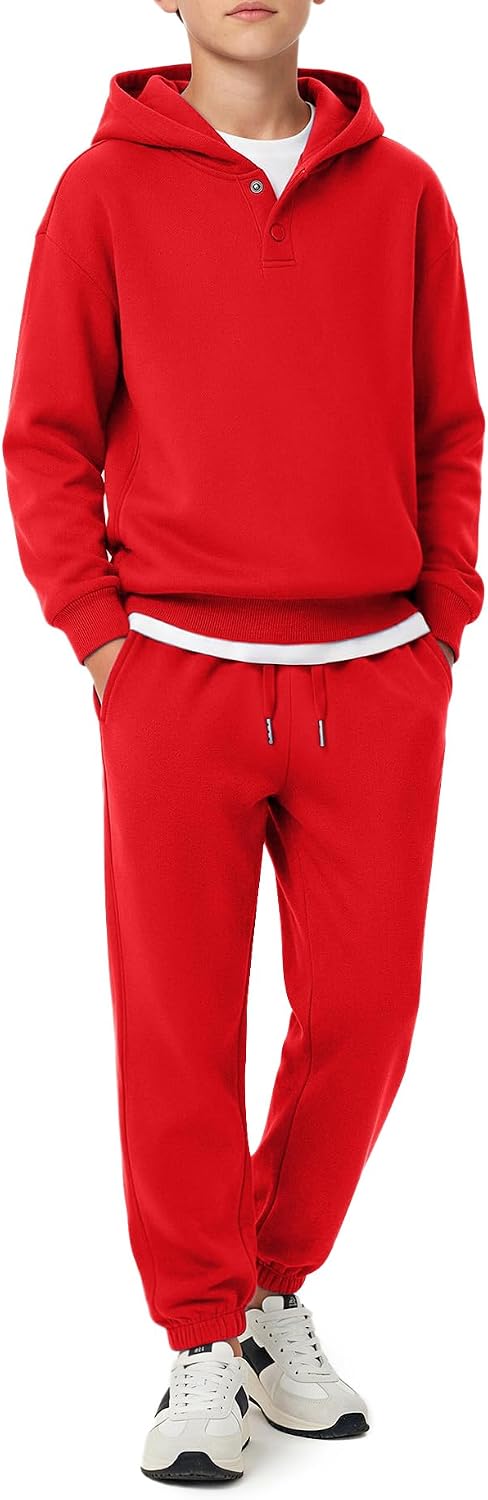 Arshiner Boys 2 Piece Outfits Sweatsuit Snap Button Hoodie and Sweatpants