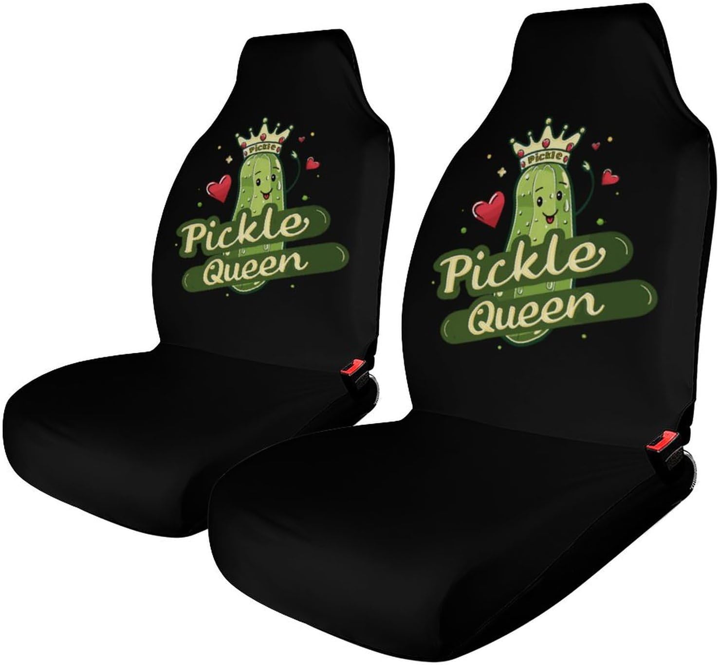 Pickle Queen Funny Cucumber Vegetable Car Seat Covers Automotive Seat Covers Car Seat Protector Auto Front Seats Protector for Most Cars 2PCS