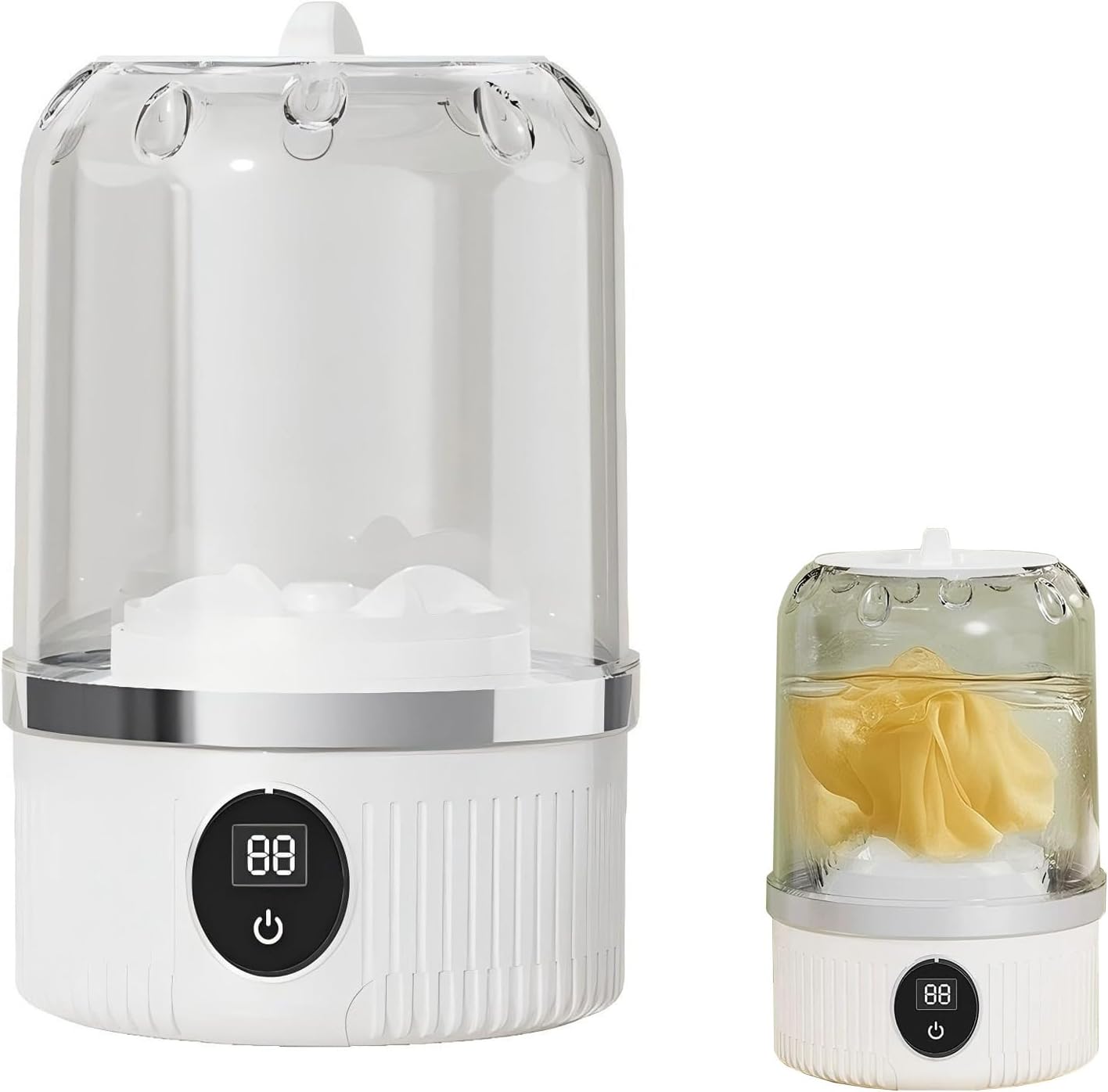 2025 Upgraded Portable Mini Washing Machine - Deep Clean Socks, Underwear, Baby Clothes - Ideal for Singles, Apartments, Travel (White)