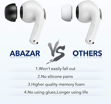 Memory Foam Tips for AirPods Pro, V3.0, No Pain for Silicone Eartips, Non-Slip Replacement Earbuds, Fits in Charging Case, Reduce Noise Earbuds
