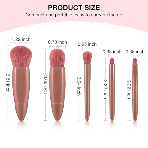 Miniatura 6 de Boobeen Kit de 5 brochas de maquillaje, base de polvo para mezclar, corrector, sombras de ojos, cosméticos, brochas multifuncionales para la cara,
