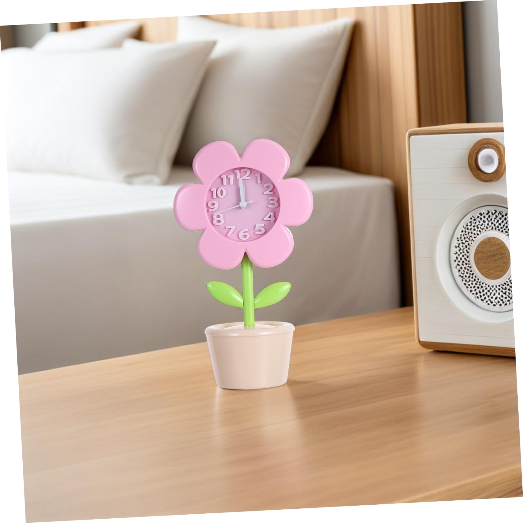 Ciieeo Despertador Infantil Digital de Flores Pequeño Rosa, Mecanismo Silencioso, Material Plástico, para Estudiantes, Adecuado para Dormitorios y Viajes, Reloj de Mesa Decorativo