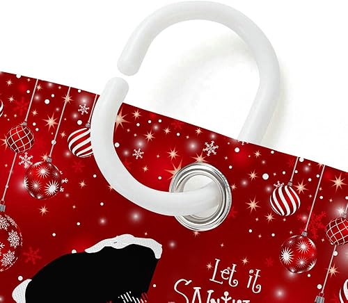 Miniatura 9 de Cortina de ducha de muñeco de nieve de Navidad, bola de Navidad roja, bonita cortina de ducha de muñeco de nieve de invierno, decoración navideña,