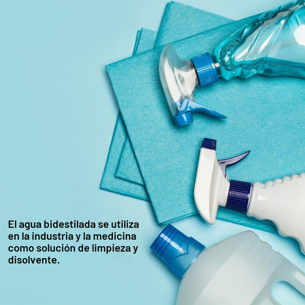 Aqua Bidest 1 litro, agua de laboratorio, agua pura, agua bidestilada, agua destilada 2 veces, desmineralizada por ósmosis