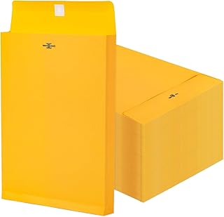 100 Pack Expandable Manilla Envelopes 9x12 with Clasp and Gummed Seal, Goefun 180 GSM Heavyweight Yellow envelopes 9x12 for Home, School, Office Mailing, Organizing and Storing