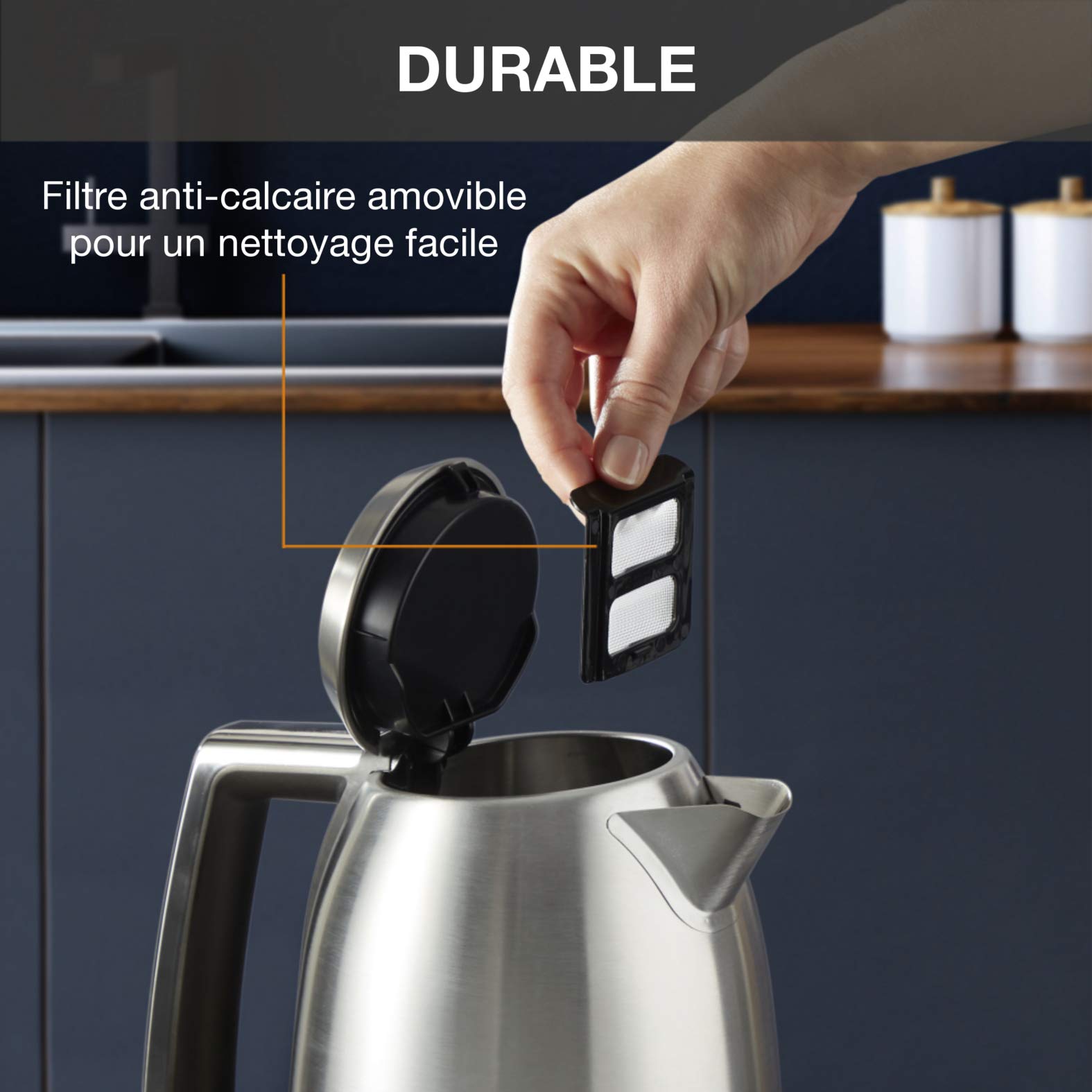 Krups Excellence Bouilloire électrique, Capacité 1,7 L, Inox brossé premium, Base 360°, Résistance cachée, Filtre anticalcaire BW552D10