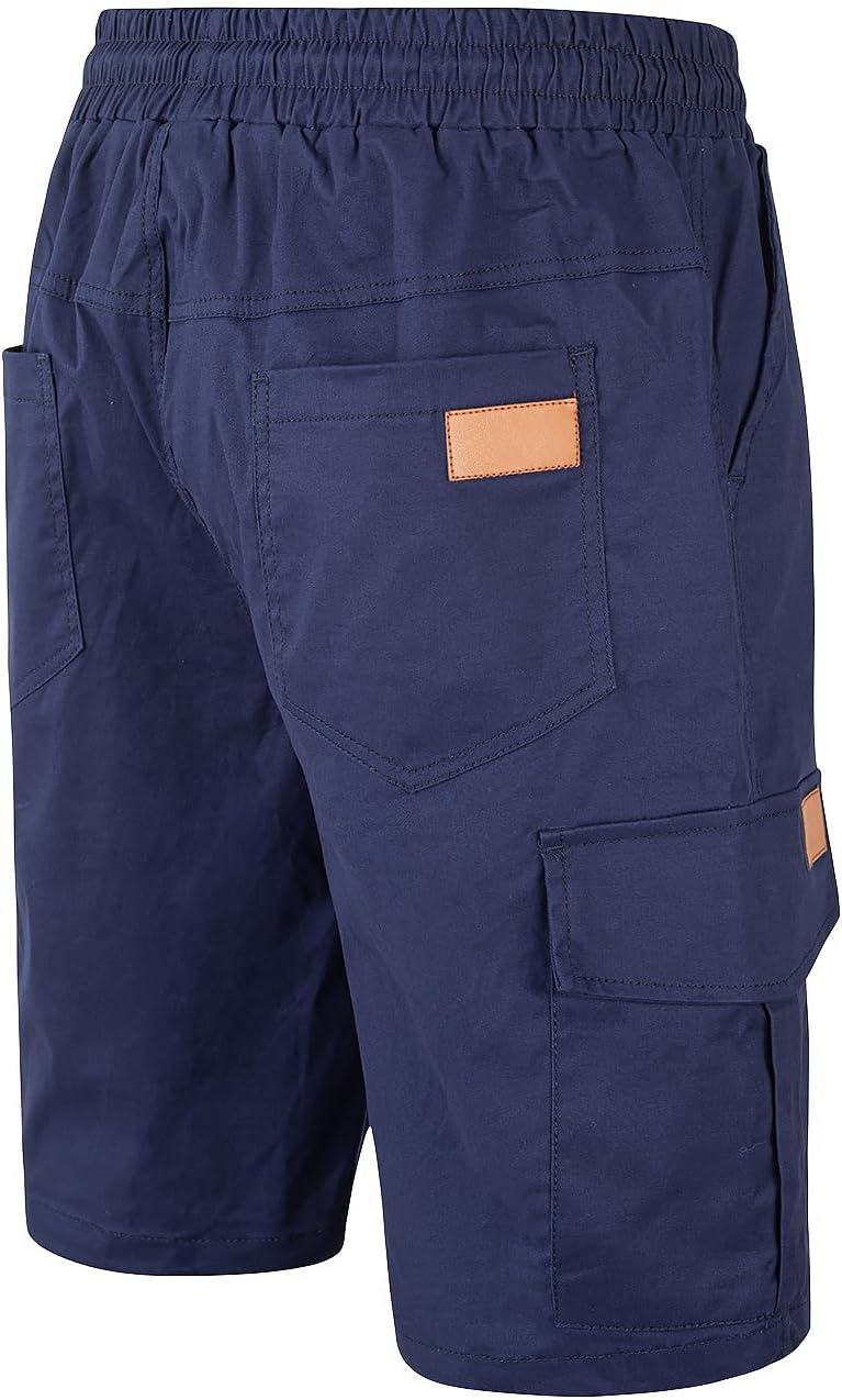 Mens Casual Twill Cargo Shorts Cotton Drawstring Classic Cargo Stretch Short with 6 Pockets - Image 3