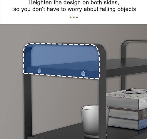 Miniatura 5 de Moderno estante de almacenamiento de metal y madera de 2 niveles, estantería multiusos y organizador para el hogar y la oficina, fácil montaje,